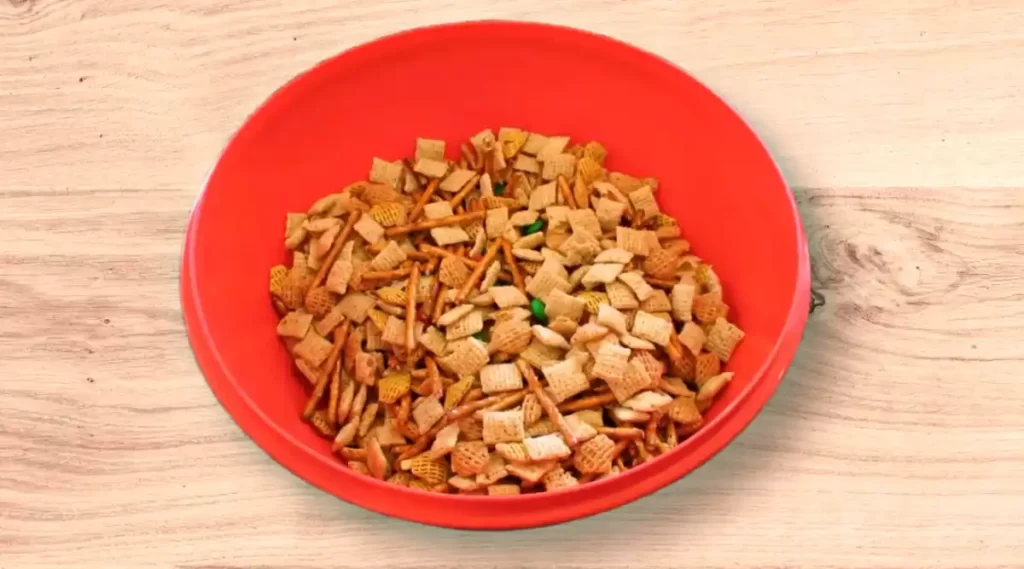 Chex mix in a large bowl