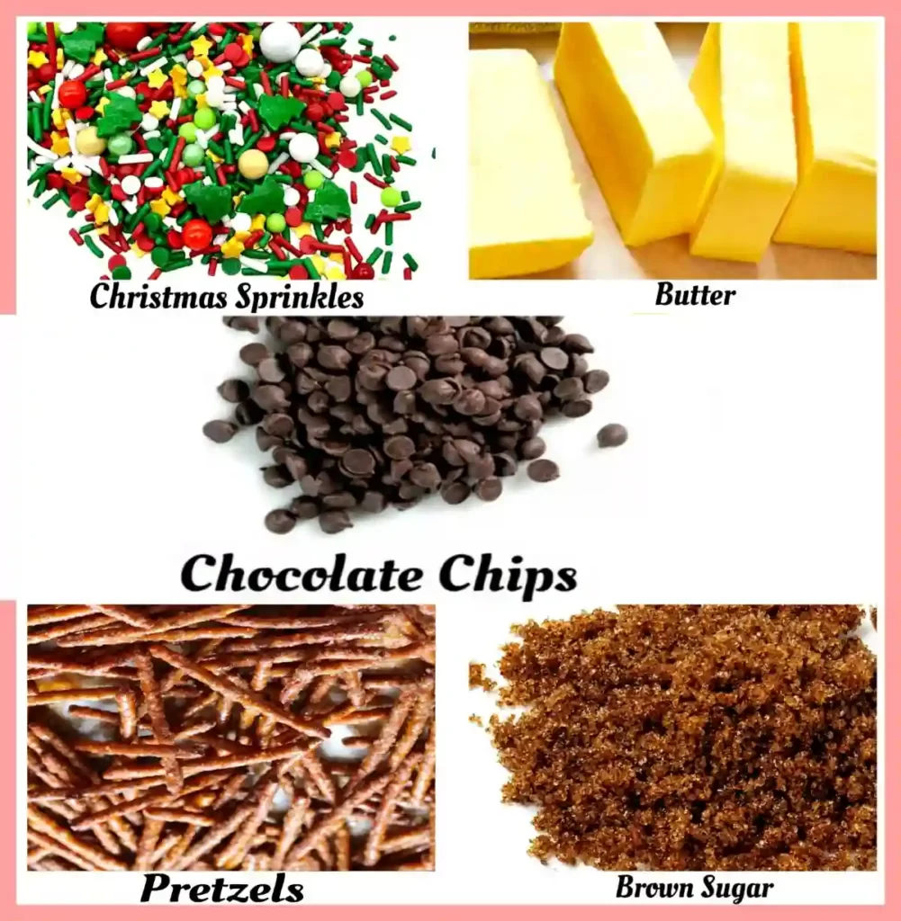 Ingredients of Christmas Cracker Recipe with Pretzels