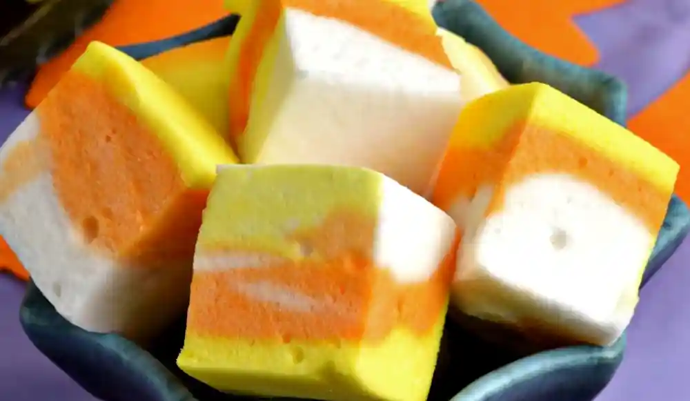 Chocolate-Covered Candy Corn Marshmallows