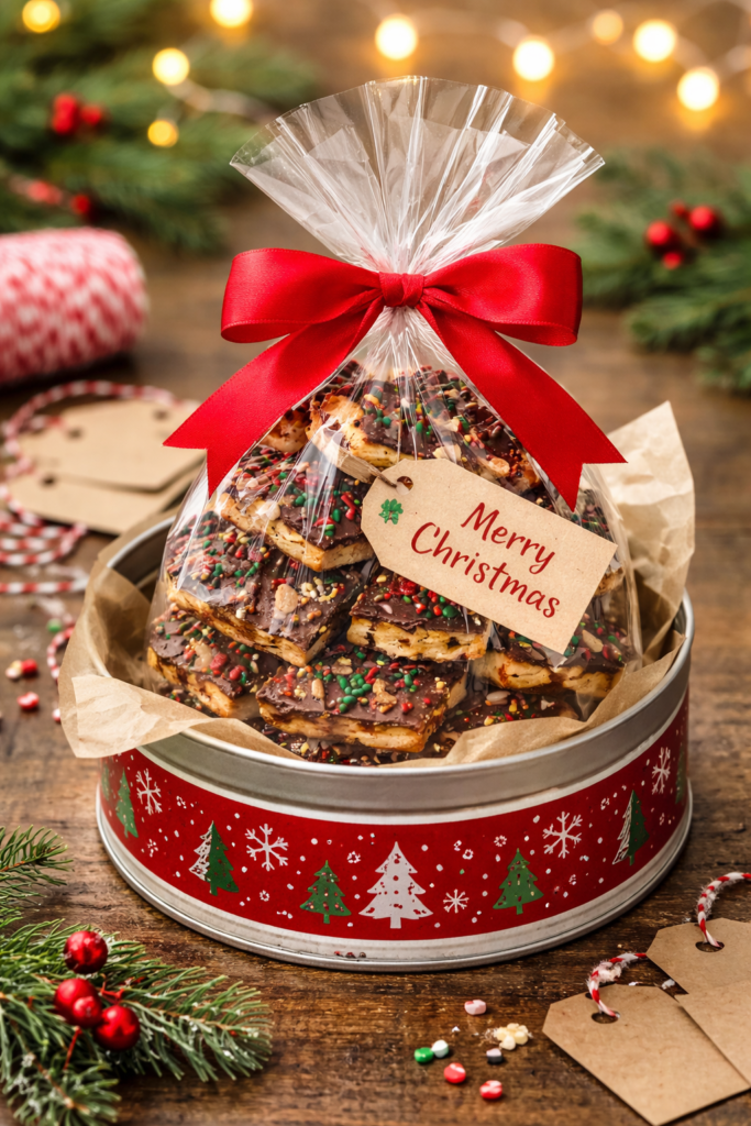 Festive Christmas crack gift tin